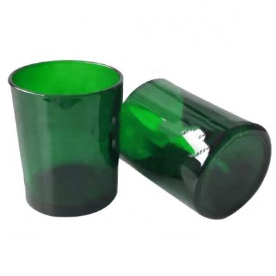 Wholesale Flat Base Tall Shiny Finished 10oz transparent Colored Cylinder Glass Candle Jars