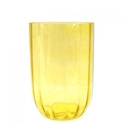 Large Tall Hurricane Yellow Glass Candle Holder Candle Jar for Wedding Party 