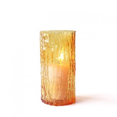 amber cylinder water wave hand blown tube glass candle holder