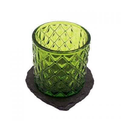 China made trendy European and American green colored hand painted glass candle holder