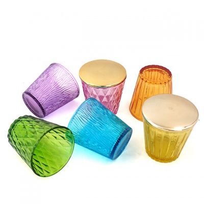 Multi Colored Glass Tealight Candle Holder with gold ceramic lid