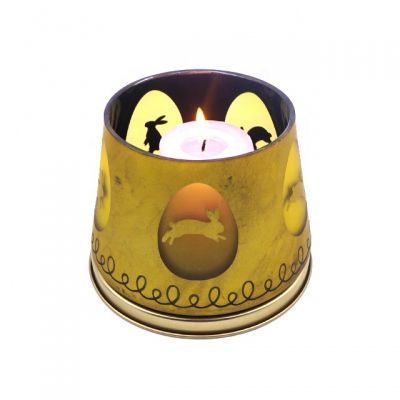 new design yellow glass candle holder open-ended candle jar