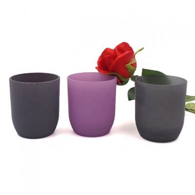 wholesale 250ml frosted black grey pink candle jar glass