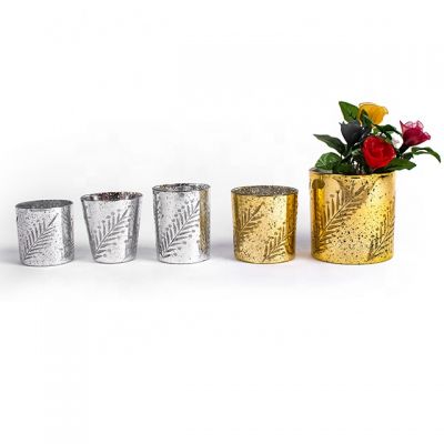 electroplated gold silver tealight candle holder jar glass