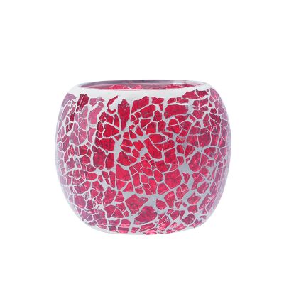 Mescente wholesale crackle glass candle holder modern custom luxury fancy decorating glass candle holders containers