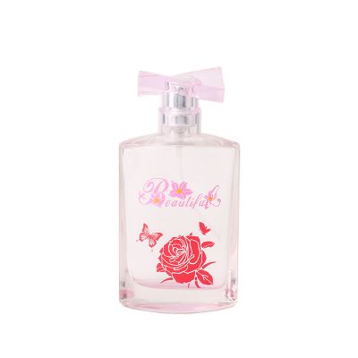 60ml Custom pattern square transparent glass perfume bottle