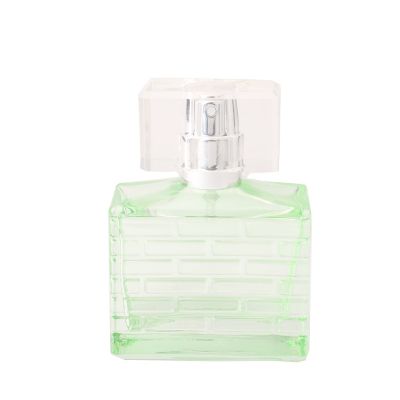 30ml Blue green transparent buckle stripe glass perfume bottle 