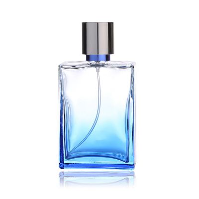 100ml transparent blue gradient buckle glass perfume bottle