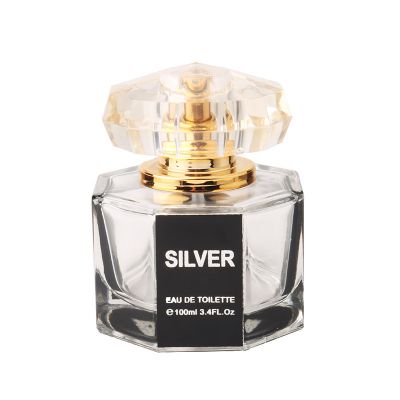 100ml Octagon colorless transparent glass perfume bottle