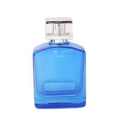 100ml Blue horizontal stripes transparent buckle glass perfume bottle 