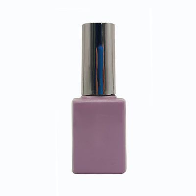 Luxury Square Custom Purple Empty Glass Nail Polish Bottle With Silver Screw Cap And Brush