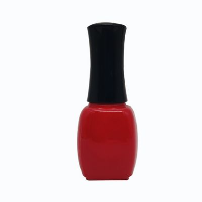 China Factory Wholesale Red Empty 12ml Square Glass Nail Polish Bottle With Black Brush Cap