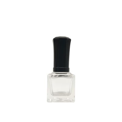Hot sale 12ml clear square glass empty nail polish bottle with brush