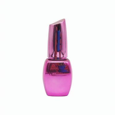 Luxury Empty Round Shiny Red Uv Gel Polished Glass Bottle 18ml With Shiny Pink Round Cap And Gel Brush