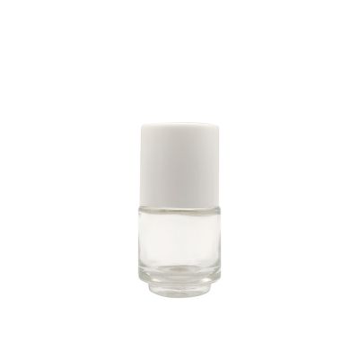  wholesale custom made 7ml empty clear round nail polish glass bottle with brush