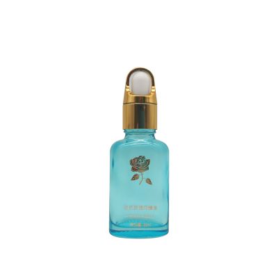 20ml Custom Luxury Blue Essential Oil Packaging Glass Bottle With Dropper