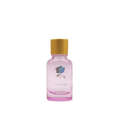 10ml Glass Pink Essential Oil Flat Bottle With Luxury Golden Screw Cap