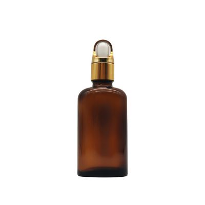50ml Flat Amber Glass Dropper Bottle With Customized Dropper For Essential Oil 