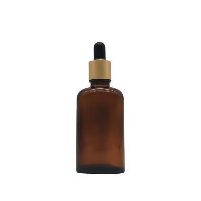 New Luxury Flat 50ml E-liquid Dark Amber Glass Essential Oil Dropper Bottle With Screw Cap