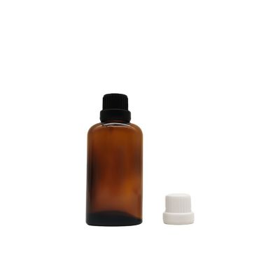 20ml Flat Amber Empty Essential Oil Glass Bottle With Child Protection Cap And Inner Stopper 
