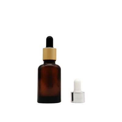 10ml amber flat glass essential oil bottle with dumb gold plastic dropper for personal care