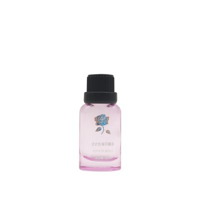Glass Essential Oil Bottle 10ml Flat Pink Empty Glass Bottle With Childproof Cap Inner Plug