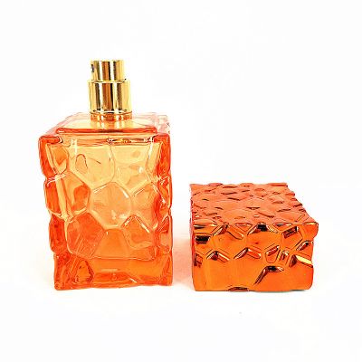 Square glass 80ml honeycomb shape creative perfume bottle