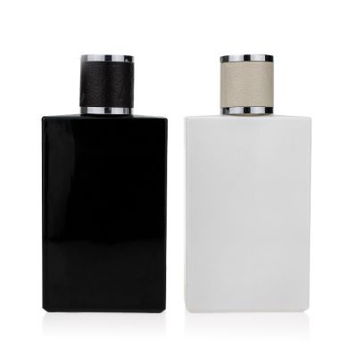 100ml Black white rectangle glass perfume bottle with screw cap