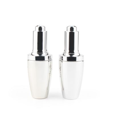 Wholesale 15 20 30 50 ml empty cosmetic face oil packaging jar vitamin c serum containers with silver push button cap