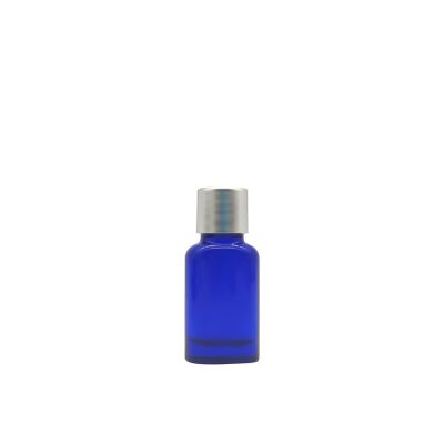 10ml Empty Blue Perfume Essential Oil Flat Glass Bottles Packaging With Luxury Silver Lid