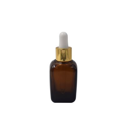 cosmetic packaging containers amber glass 10ml 15ml 20ml 30ml hair serum bottle 50ml 100ml square glass bottle with gold dropper