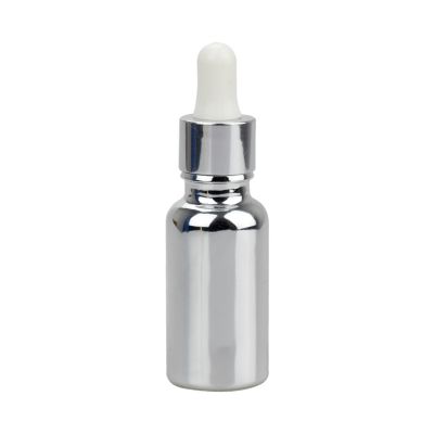 cosmetic essential oil bottle packaging luxury 10ml 15ml 30ml 50ml electro plating silver dropper bottle 20ml serum glass bottle 