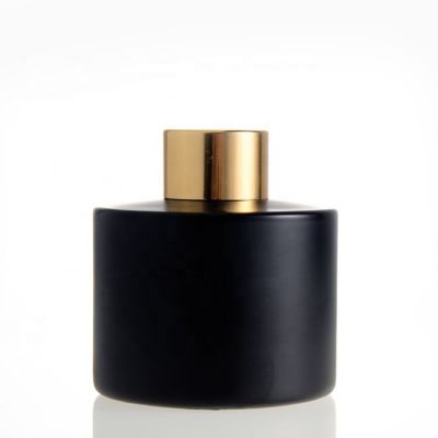 100ml fragrance paitned matte black reed diffuser glass bottle with metal lid