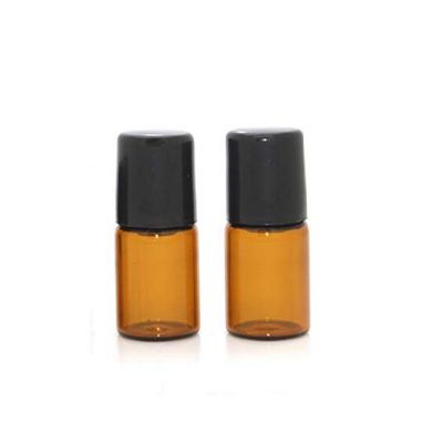 2ml Essential Oil Glass Roller Bottles Mini Tiny Refillable Empty Aromatherapy Perfume Liquid Amber Glass Roll On Bottles 