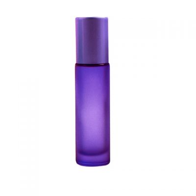 10ml Portable Frosted PurpleThick Glass Roller Essential Oil Perfume Bottles 