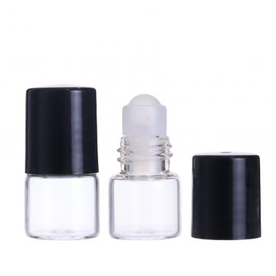 Super September 1ml mini empty essential oil perfume glass roll on bottle with glass roller ball and plastic cap
