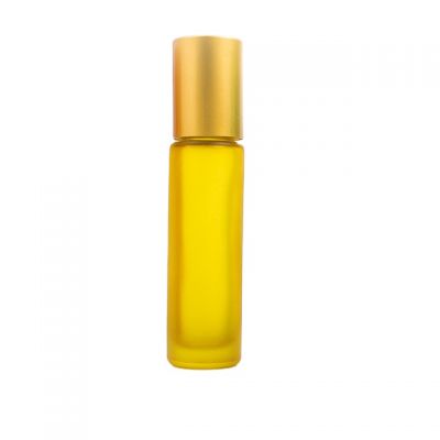 10ml Portable Frosted Yellow Thick Glass Roller Essential Oil Perfume Bottles