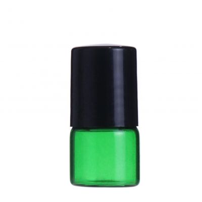 New style 1ml mini empty green attar perfume roll on essential oil glass roller bottle with steel roller ball 