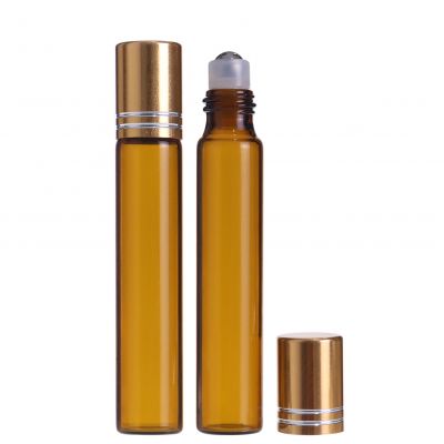 5ml amber glass roller 10 ml roll on deodorant bottles with gold cap for perfume oil