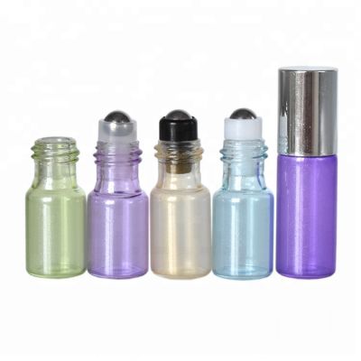 Free sample 3ml 5ml pearl light color glass roller bottle essential oil roll on bottle with steel roller 