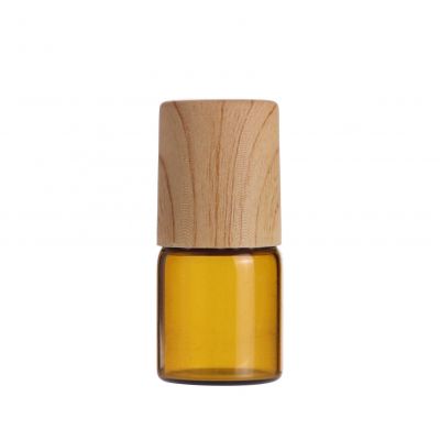 Super September 2ml eye cream essential oil perfume glass roll on bottle with steel roller and wood grain plastic cap