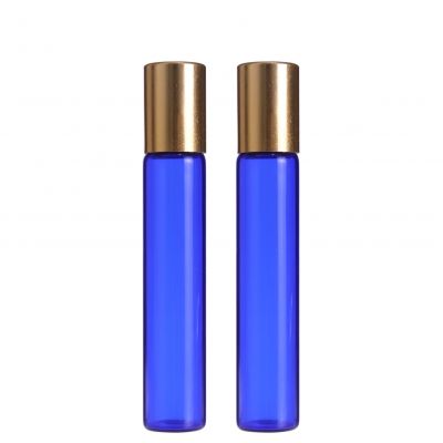 3ml 5ml 10ml blue glass vials empty roller bottles roll on attar vial with gold cap