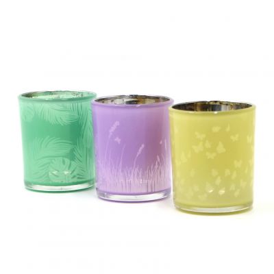 Pastel Colored Creative Glass Candle Jar For Daily Decoration 