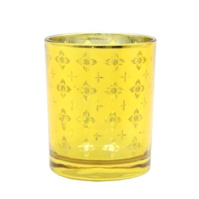 Electroplated Gold Candle Jar Glass for Wedding Centerpiece
