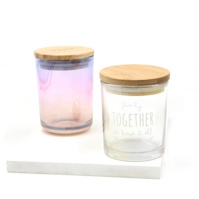 Beautiful Customized Tinted Candle Jar With Wood Lid