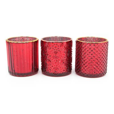 Textual China Red Votive Candle Holder For Holiday Decoration