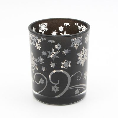 Popular Snow Black Votive Candle Holder Glass for Christmas 