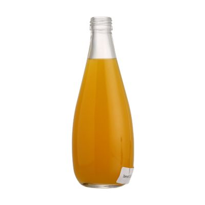 350 ml empty clear new design round fruit juice milk glass bottles with lid 