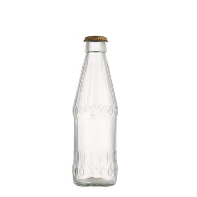 High quality clear empty 250 ml round glass juice bottle for beverage with screw