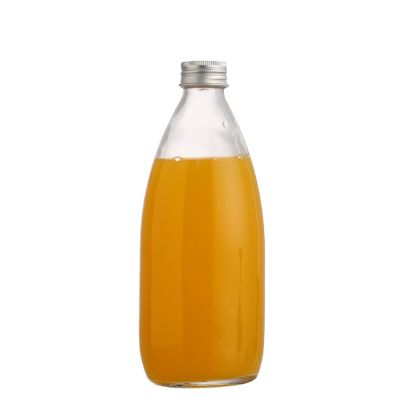 Factory price big size 500 ml 16 oz Drinking glass milk juice bottle with metal lid
